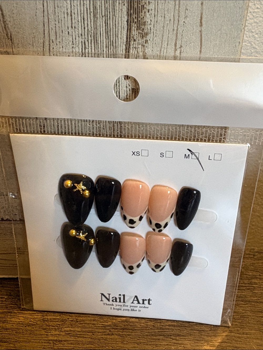 Nail Art Kids Press-On Nails Set in Black & Nude